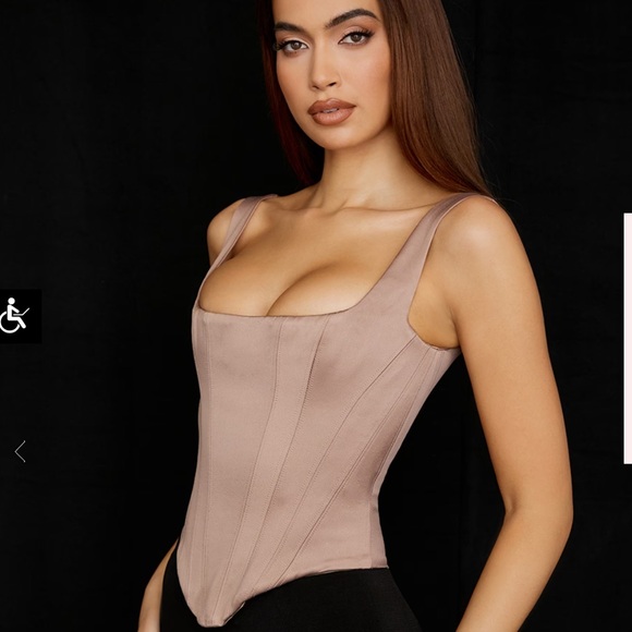 House of CB Rafa Stone Satin Longline Corset Top L - Picture 7 of 10